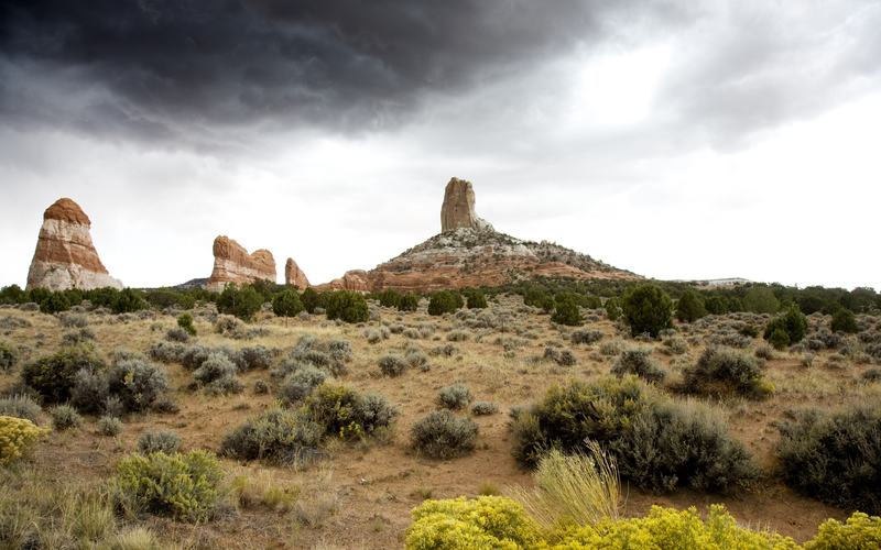 Desert and distant mesas in rural Arizona