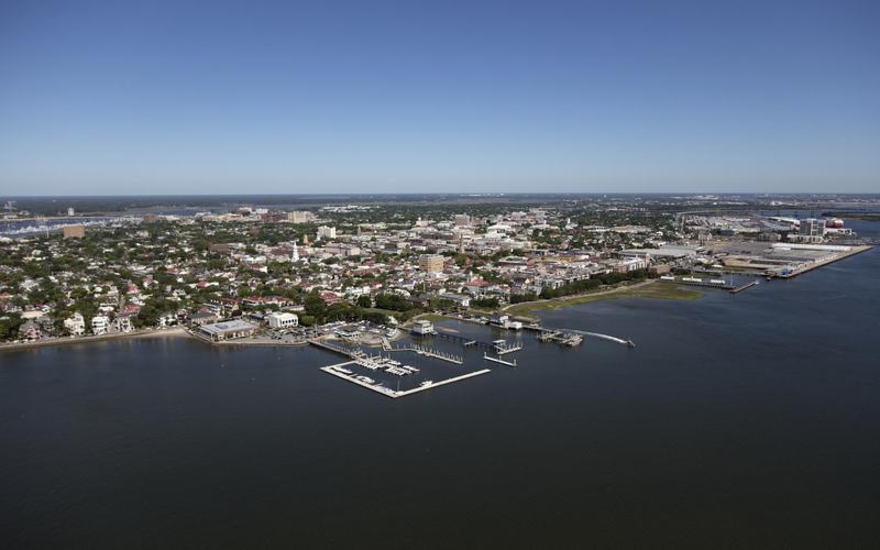 Charleston Harbor from the air, South Carolina